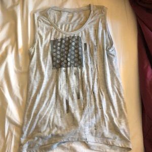 Wide shoulder grey tank top